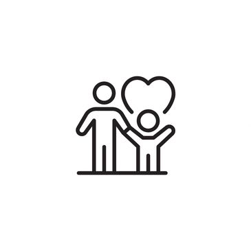 parent and child with love icon